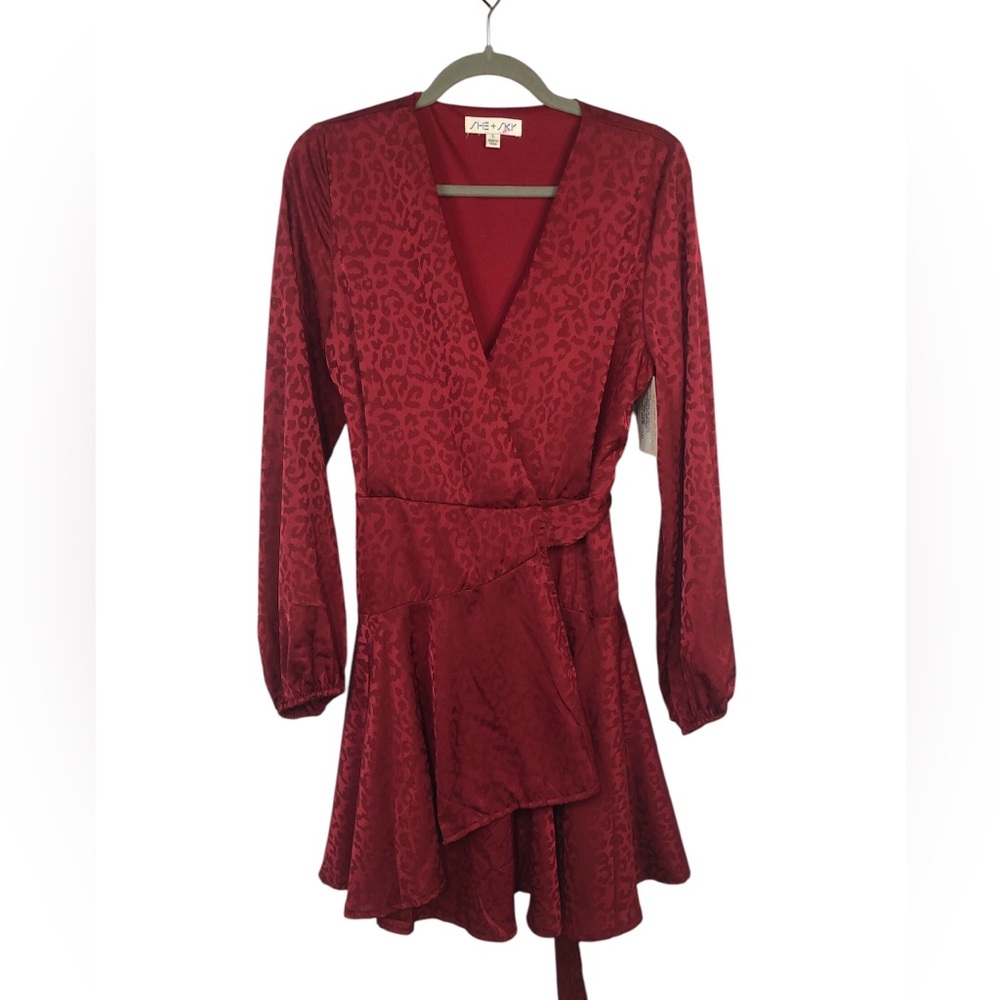 She and Sky Red Wrap Dress